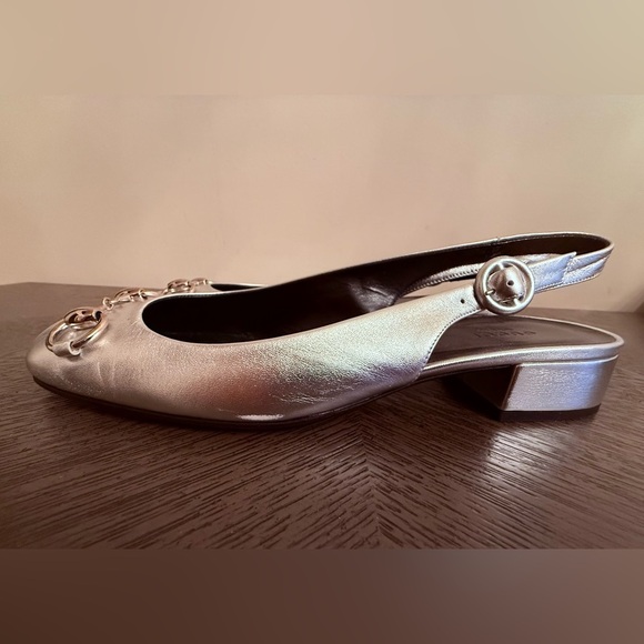 Gucci Horsebit women’s Slingback Flats in silver metallic size 39 US 9 - Picture 9 of 12